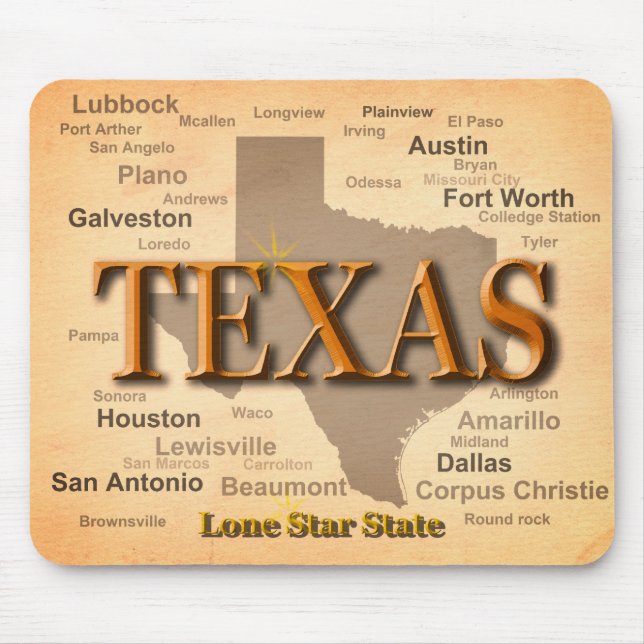 Vintage Karte Texas Mousepad (Vorne)
