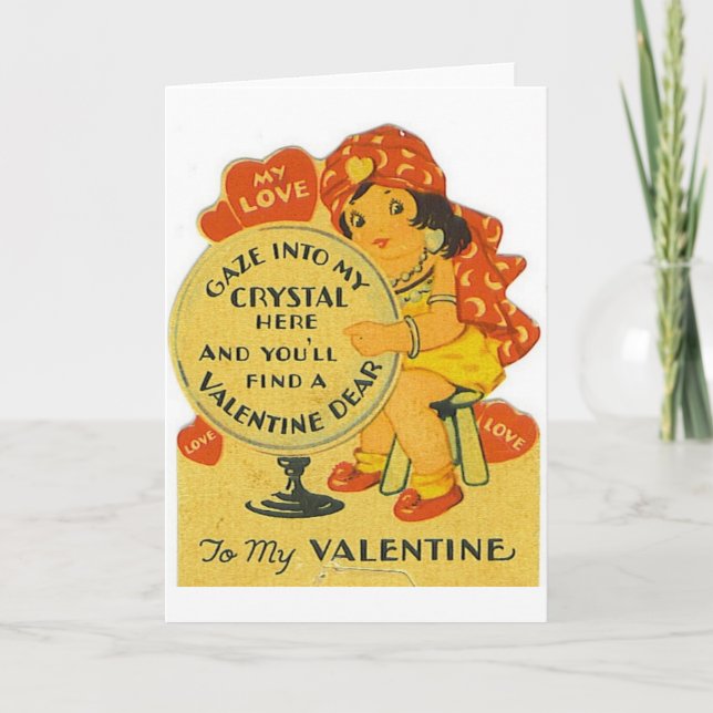 Vintage Karte Vermögens-Erzählervalentines Tages (Vorderseite)