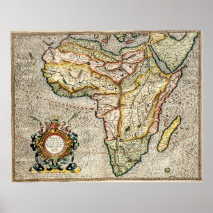Vintage Karte von Afrika (1596) Poster