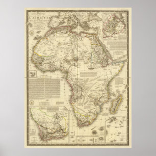 Vintage Karte von Afrika (1828) Poster
