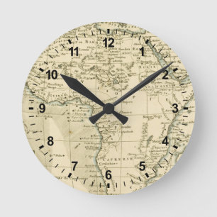 Vintage Karte von Afrika Runde Wanduhr