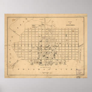 Vintage Karte von Alexandria Virginia (1862) Poster