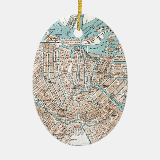 Vintage Karte von Amsterdam (1905) Keramikornament (Vorne)