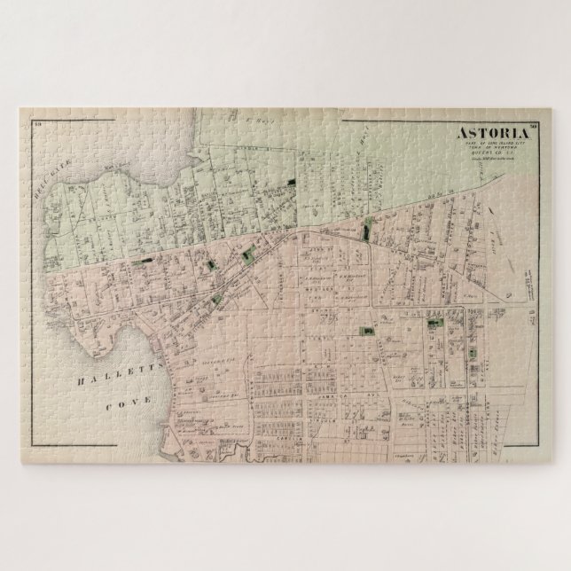 Vintage Karte von Astoria NY (1873) (Horizontal)