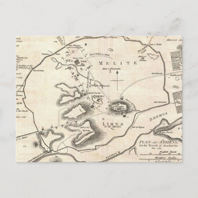 Vintage Karte von Athen, Griechenland (1784) (Vorderseite)