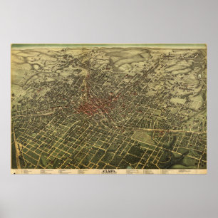 Vintage Karte von Atlanta (1892) Poster