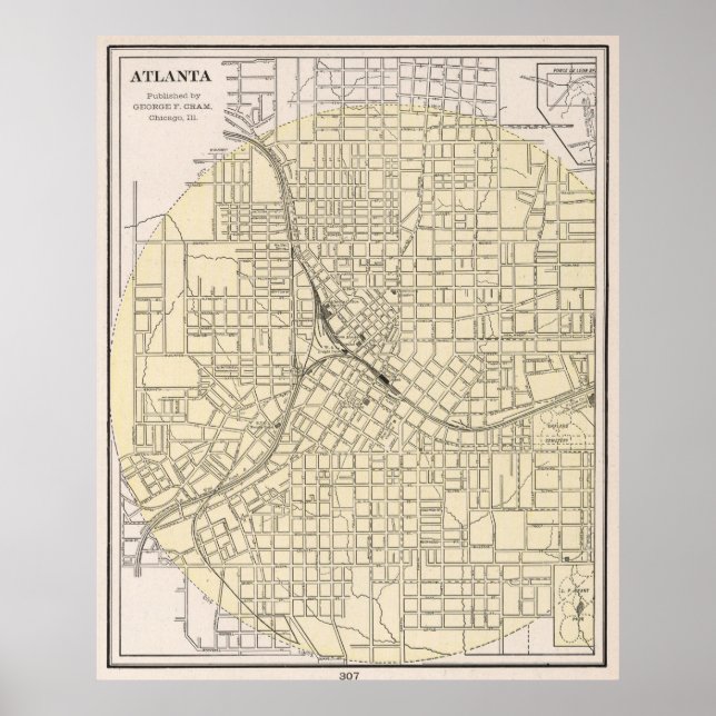 Vintage Karte von Atlanta Georgia (1901) Poster (Vorne)