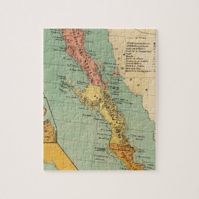 Vintage Karte von Baja California (1899) (Vertikal)