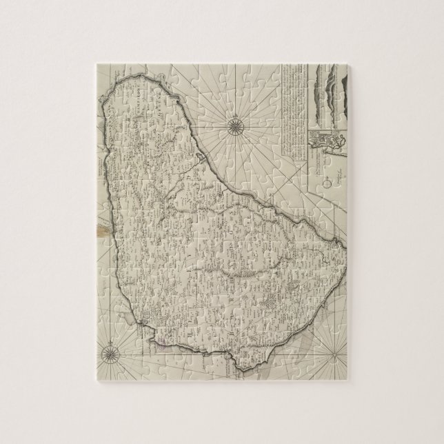 Vintage Karte von Barbados (1725) (Vertikal)