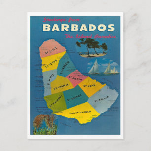 Vintage-Karte von Barbados Postkarte