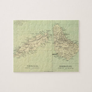 Vintage Karte von Barbados und von Tobago (1853)