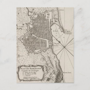 Vintage Karte von Barcelona Spanien (1764)