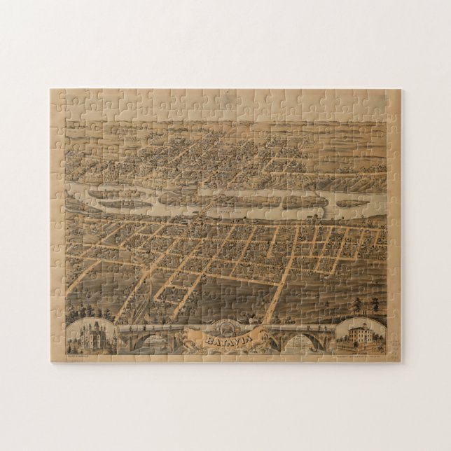 Vintage Karte von Batavia IL (1869) (Horizontal)