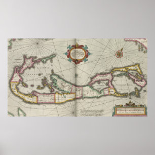 Vintage Karte von Bermuda (1638) Poster