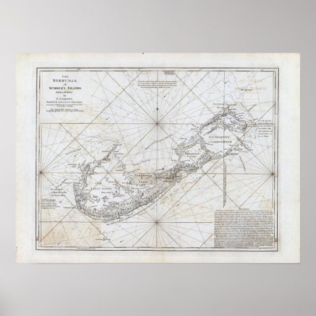 Vintage Karte von Bermuda Poster (Vorne)