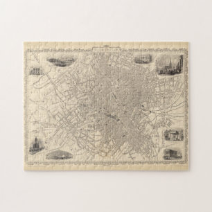 Vintage Karte von Birmingham England (1851)