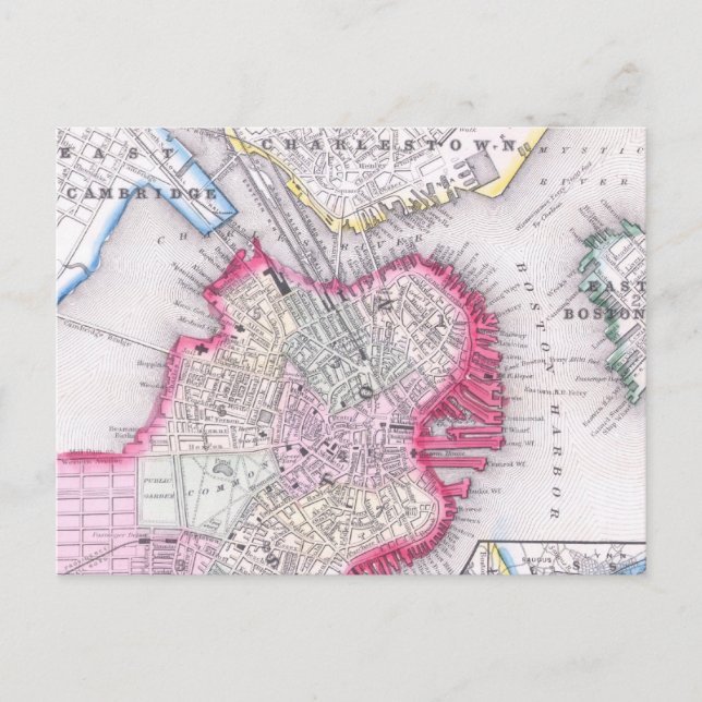 Vintage Karte von Boston (1864) (Vorderseite)