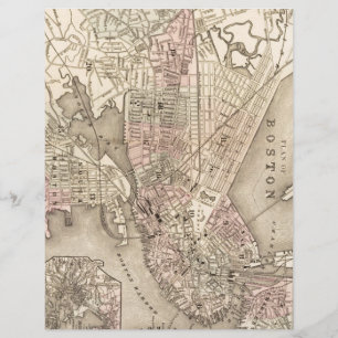Vintage Karte von Boston (1880)