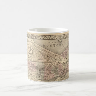 Vintage Karte von Boston (1880) Kaffeetasse
