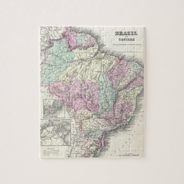 Vintage Karte von Brasilien (1855) (Vertikal)