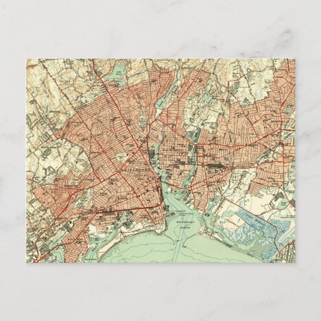 Vintage Karte von Bridgeport Connecticut (1951) 2 (Vorderseite)