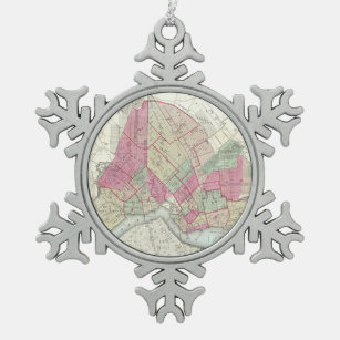 Vintage Karte von Brooklyn (1868) Schneeflocken Zinn-Ornament