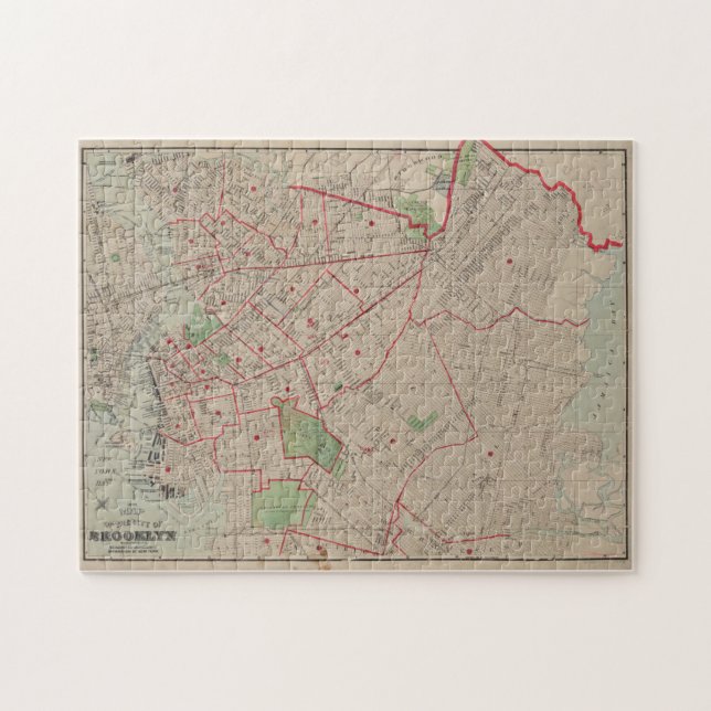 Vintage Karte von Brooklyn NY (1895) (Horizontal)