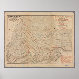 Vintage Karte von Brooklyn Poster