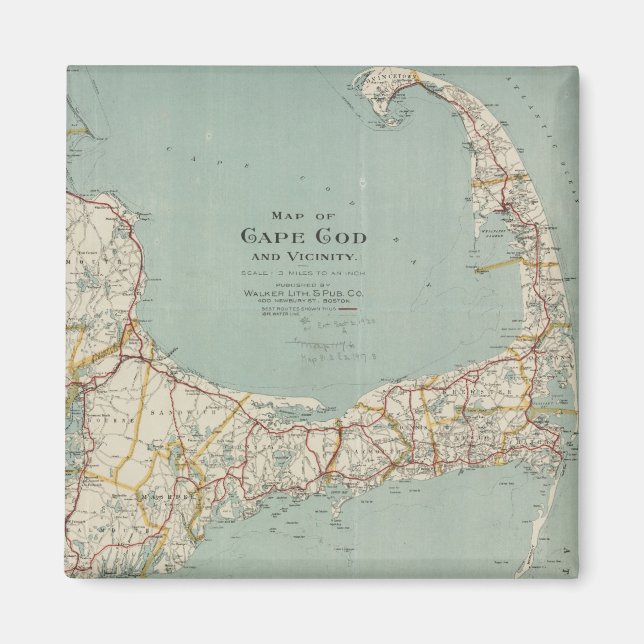Vintage Karte von Cape Cod (1917) Magnet (Vorne)