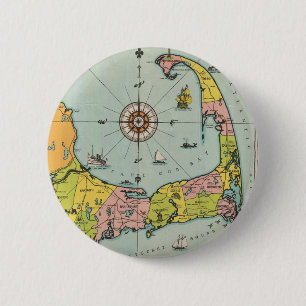 Vintage Karte von Cape Cod Button