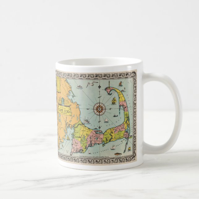 Vintage Karte von Cape Cod Kaffeetasse (Rechts)
