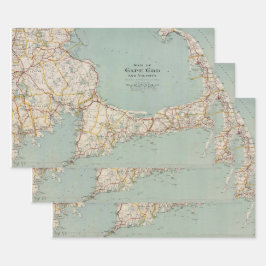 Vintage Karte von Cape Cod, Massachusetts Geschenkpapier Set