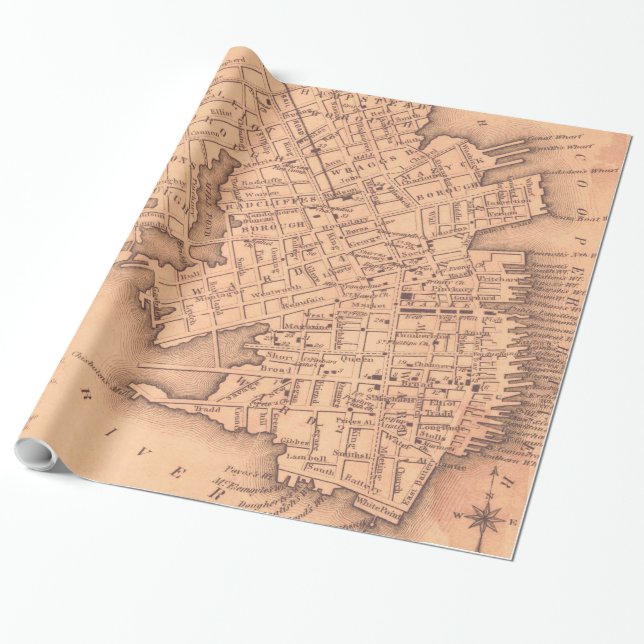 Vintage Karte von Charleston South Carolina (1849) Geschenkpapier (Ungerollt)