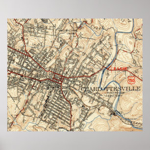 Vintage Karte von Charlottesville Virginia (1949) Poster