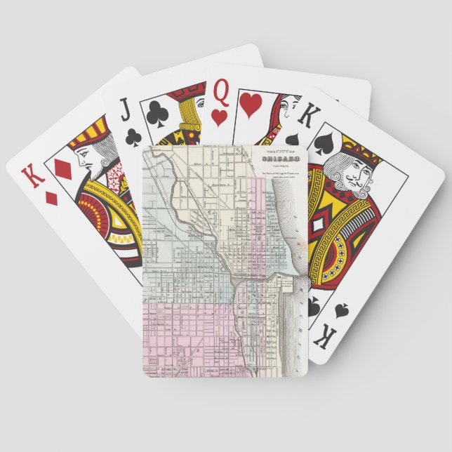 Vintage Karte von Chicago (1855) Spielkarten (Rückseite)