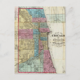 Vintage Karte von Chicago (1869)
