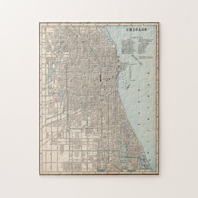 Vintage Karte von Chicago (1893) (Vertikal)