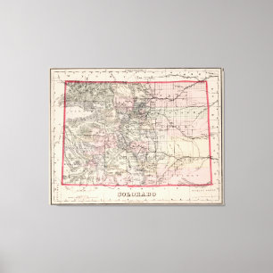 Vintage Karte von Colorado (1884) Leinwanddruck