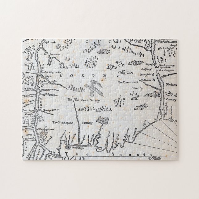 Vintage Karte von Connecticut (Horizontal)