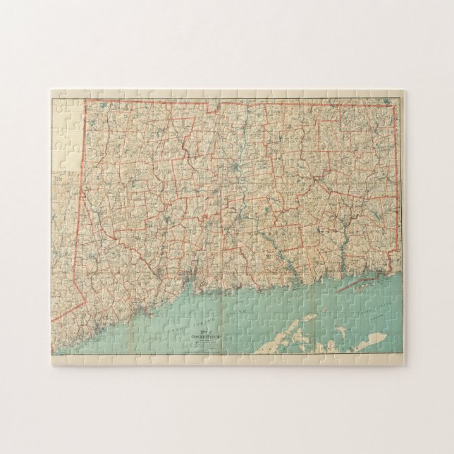 Vintage Karte von Connecticut (1893) (Horizontal)