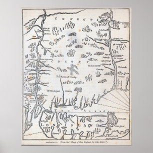 Vintage Karte von Connecticut Poster