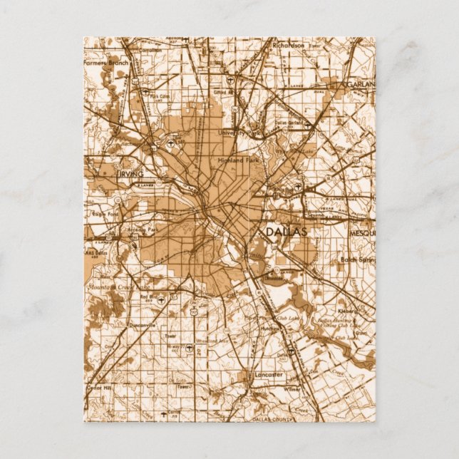 Vintage Karte von Dallas (Vorderseite)