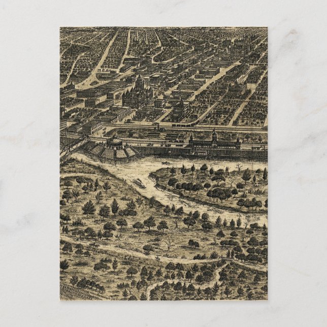 Vintage Karte von Dallas Texas (1892) (Vorderseite)