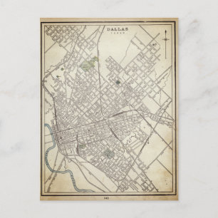Vintage Karte von Dallas, TX (1890)