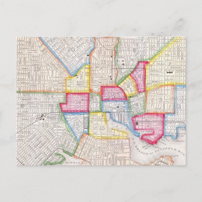 Vintage Karte von Downtown Baltimore (1860) (Vorderseite)