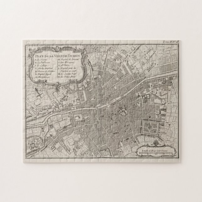 Vintage Karte von Dublin Irland (1764) (Horizontal)