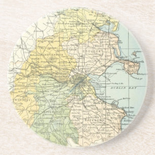 Vintage Karte von Dublin und Umgebung (1900) Getränkeuntersetzer