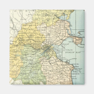 Vintage Karte von Dublin und von Umgebung (1900) Magnet