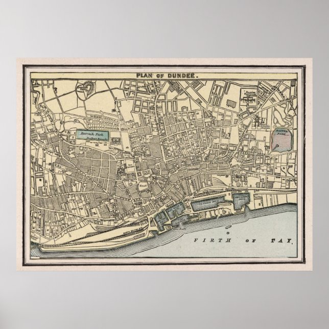 Vintage Karte von Dundee Scotland (1901) Poster (Vorne)