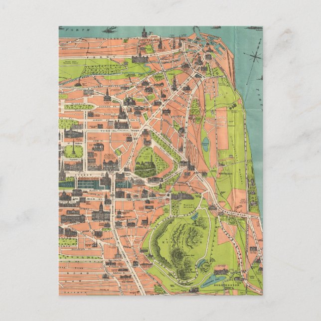 Vintage Karte von Edinburgh Schottland (1935) (Vorderseite)